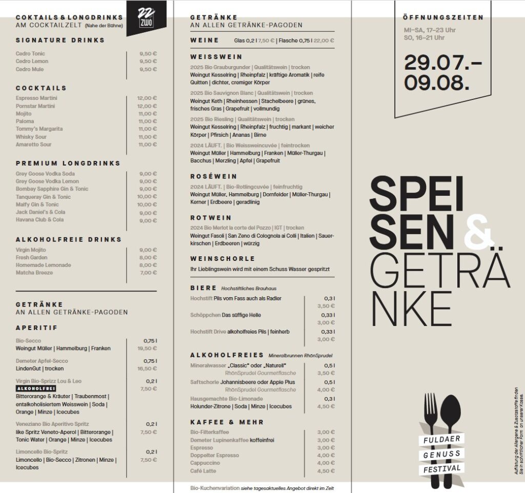 Speisekarte Genusswochen