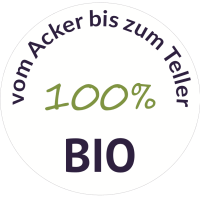 Logo 100 % Bio vom Acker bis zum Teller